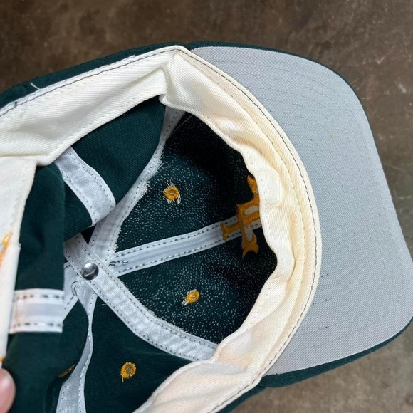 Vintage 80s Green and yellow wool baseball snapback hat - Picture 5 of 5